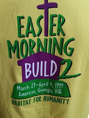 True Vintage T-shirt Large 1999 Hanes Beefy-T Easter Morning 2 Habitat Humanity